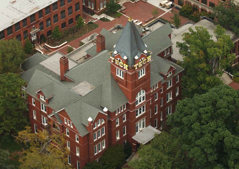 Aerial shot of Tech Tower building