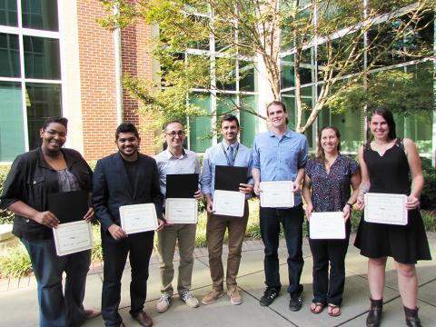 2017 Postdoctoral Research Symposium Awardees: Halcyon Lawrence, Karan Jani, Reza Ahmadzadeh, Pietro Pierpaoli, Sean Wilson, Nastassia Patin, and Karelle Siellez