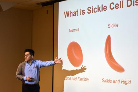 Seung Yup “Paul” Lee, a postdoctoral researcher in the Wallace H. Coulter Department of Biomedical Engineering at Georgia Tech and Emory, presents his work on “Noninvasive Bedside Monitoring of Microvascular Cerebral Blood Flow in Children with Sickle Cell Disease”